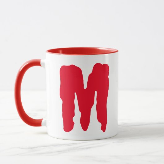 Mugs Monogramme Lettre Rouge Initiales Monstre Pou (Gauche)