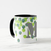 Mugs Monogrammes Personnalisés, Confetti Vert Desi (Devant gauche)
