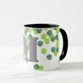 Mugs Monogrammes Personnalisés, Confetti Vert Desi (Devant droit)