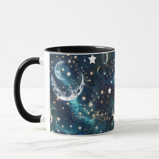 Mugs – Phase Lunaire Céleste Bleu Glacé Luxe Café (Gauche)