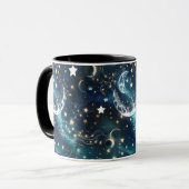 Mugs – Phase Lunaire Céleste Bleu Glacé Luxe Café (Devant gauche)