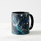Mugs – Phase Lunaire Céleste Bleu Glacé Luxe Café (Devant droit)