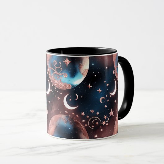 Mugs – Rose Gold Celestial Moon Phase Luxury Coffe (Devant droit)