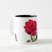 Mugs Rose rouge - peinte of la main (Devant gauche)