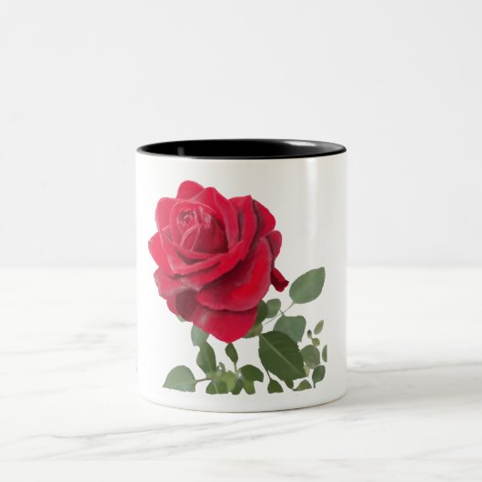 Mugs Rose rouge - peinte of la main (Centre)