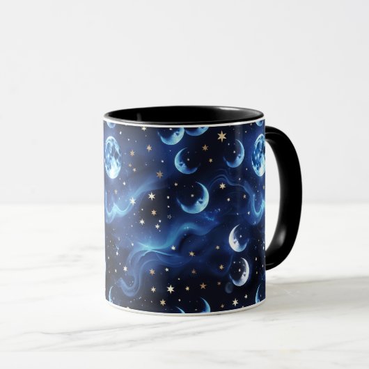 Mugs – Sapphire Blue Celestial Moon Phase Luxury  (Devant droit)