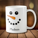 Mugs Snowman personnalisés<br><div class="desc">Cute Custom Snowman Mug for the Holidays! Parfait pour le café ou le chocolat chaud.</div>