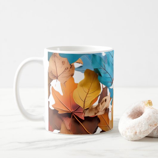 Mugs & tasses avec feuilles d'érable. Un joli joli (Avec donut)