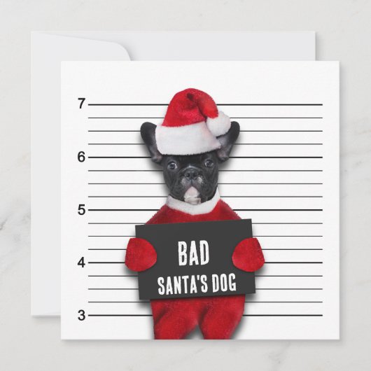 Mugshot Bad Santa's Funny Dog Kerstmis Kaart (Voorkant)
