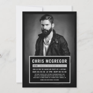 Mugshot Board Bachelor Party Invitation Kaart