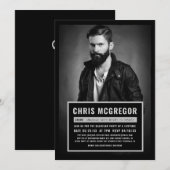 Mugshot Board Bachelor Party Uitnodiging (Voorkant / Achterkant)