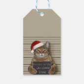 Mugshot Cat Kerstmis Cadeaulabel (Achterkant)