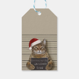 Mugshot Cat Kerstmis Cadeaulabel