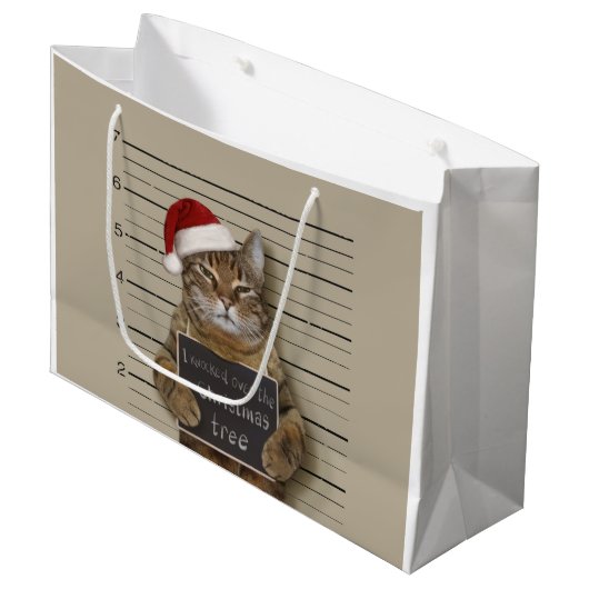 Mugshot Cat Kerstmis Groot Cadeauzakje (Voorkant Gekanteld)