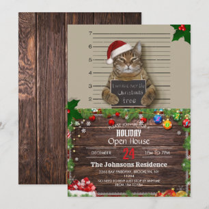 Mugshot Cat Kerstmis Kaart