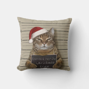Mugshot Cat Kerstmis Kussen