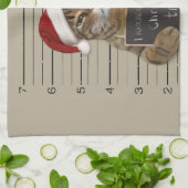 Mugshot Cat Kerstmis Theedoek (Gevouwen)