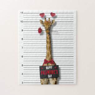 Mugshot Guilty Giraffe Funny Happy Valentine Dag Legpuzzel