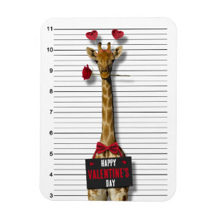 Mugshot Guilty Giraffe Funny Happy Valentine Dag Magneet
