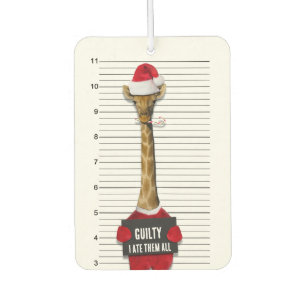 Mugshot Guilty Giraffe Funny Kerstmis Luchtverfrisser
