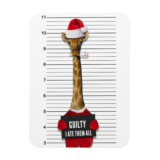 Mugshot Guilty Giraffe Funny Kerstmis Magneet (Verticaal)