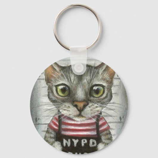 Mugshot van een kattenmisdadiger sleutelhanger (Voorkant)