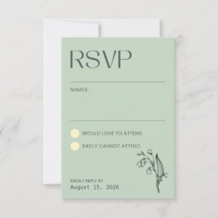 Muguet - Carte de réponse Vert Sauge RSVP