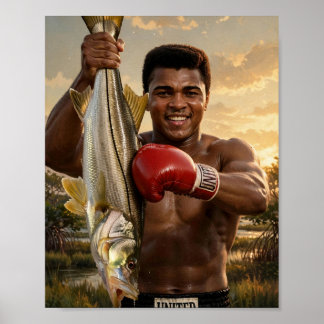 Muhammad Ali Slaat een Snoek — Bokskunst Poster