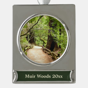 Muir Bossen Path II Natuur Fotografie Verzilverd Banner Ornament
