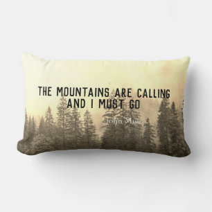 Muir citation lancer oreiller paysage de montagne 