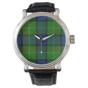 Muir Moore tartan green blue plaid Horloge