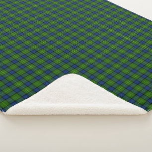 Muir Moore tartan green blue plaid Sherpa Deken