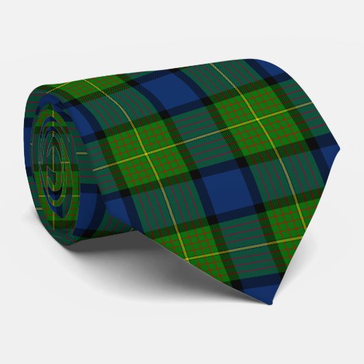 Muir Moore tartan green blue plaid Stropdas (Opgerold)