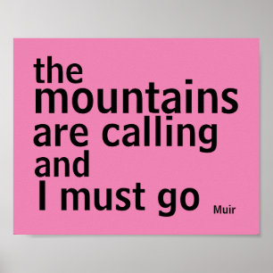 Muir quote poster vet zwart en roze modern