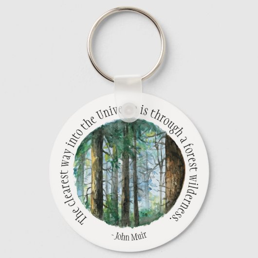 Muir Quote Waterverf Forest Sleutelhanger (Voorkant)