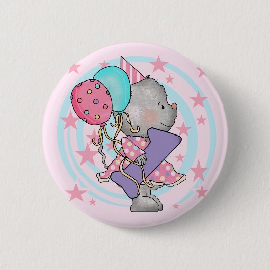 Muis 1e verjaardag T-shirts en geschenken Ronde Button 5,7 Cm (Voorkant)