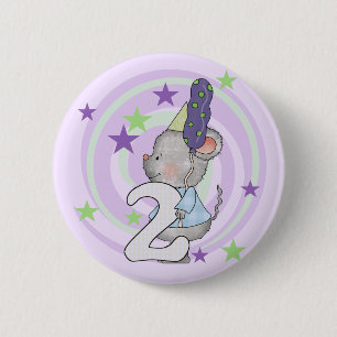 Muis 2e Verjaardag T shirten en geschenken Ronde Button 5,7 Cm