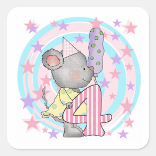 Muis 4e verjaardag T-shirts en geschenken Vierkante Sticker