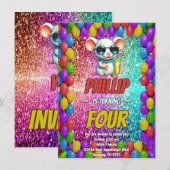 Muis Aangepaste karakter verjaardag uitnodigen Kaart (Voorkant / Achterkant)