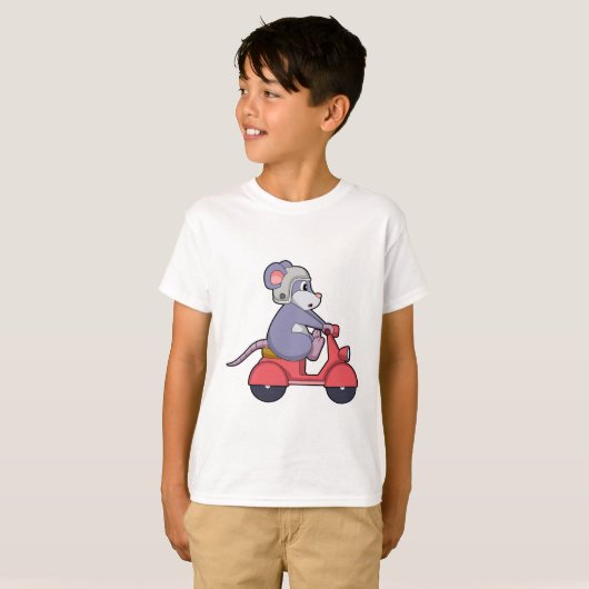 Muis als Biker met Scooter.PNG T-shirt (Voorkant volledig)