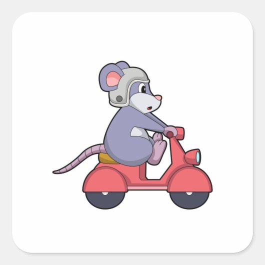 Muis als Biker met Scooter.PNG Vierkante Sticker (Voorkant)