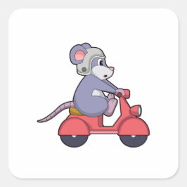Muis als Biker met Scooter.PNG Vierkante Sticker