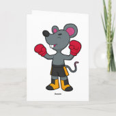 Muis als bokser met boks handschoenen kaart (Achterkant)