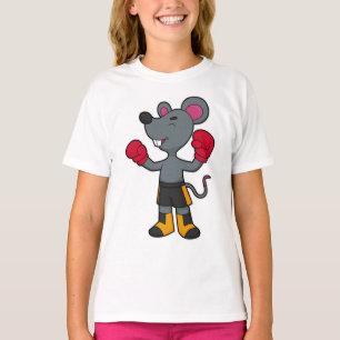 Muis als bokser met boks handschoenen t-shirt
