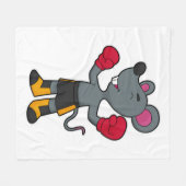 Muis als Boxer met Boxing-handschoenen Fleece Deken (Voorkant (Horizontaal))