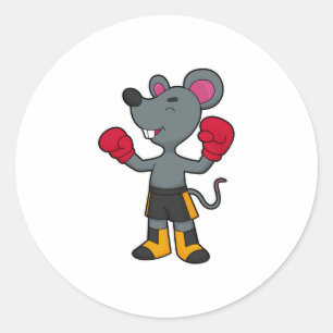 Muis als Boxer met Boxing-handschoenen Ronde Sticker