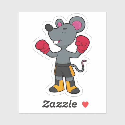 Muis als Boxer met Boxing-handschoenen Sticker (Vel)