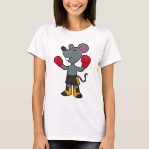 Muis als Boxer met Boxing-handschoenen T-shirt