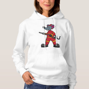 Muis als brandweerman met slang hoodie