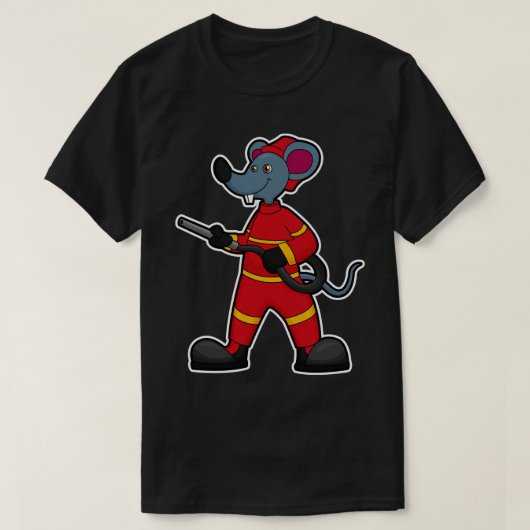 Muis als brandweerman met slang t-shirt (Design voorkant)